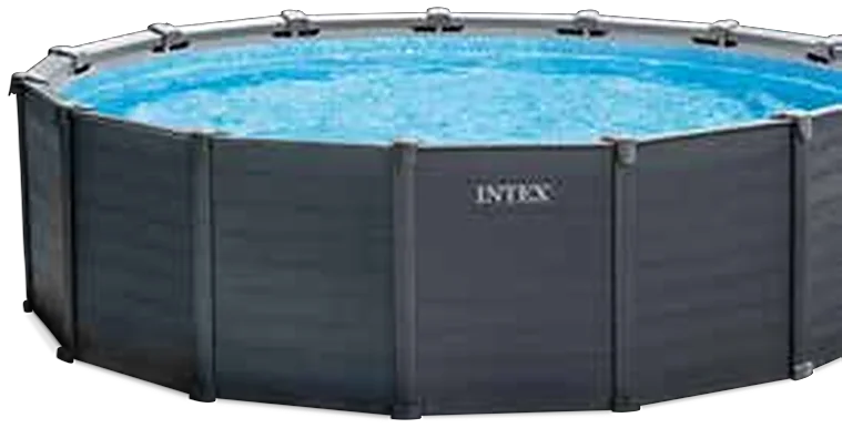 INTEX Graphite Gray Panel™ kerek medence fahatású panelekkel