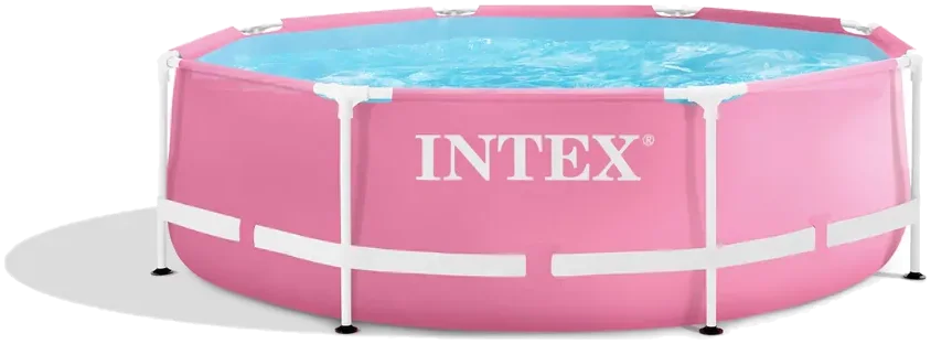 INTEX Metal Frame fémvázas kerek medence rózsaszín színben