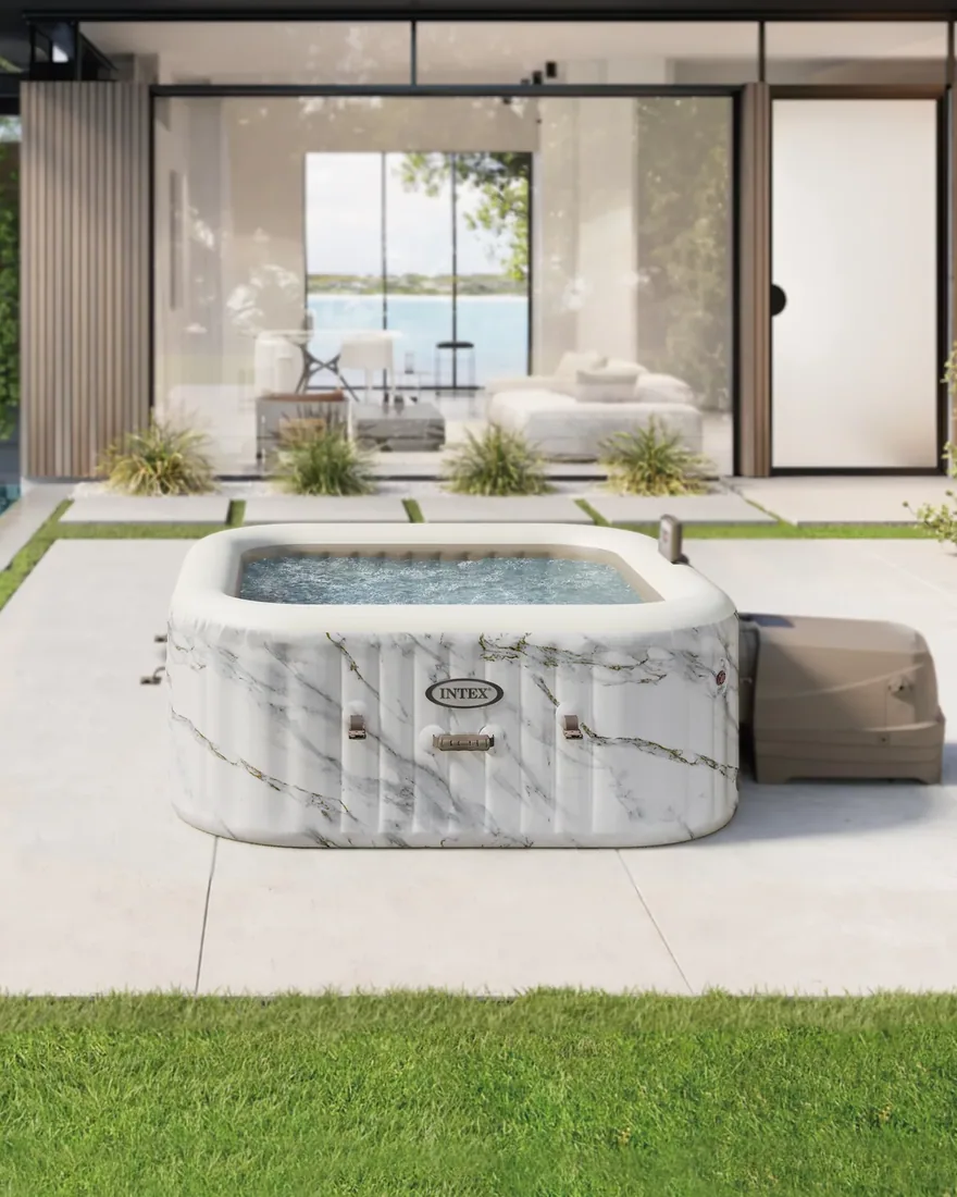 INTEX PureSpa Calacatta Dual Zone márványmintás, négyzetes felfújható jakuzzi