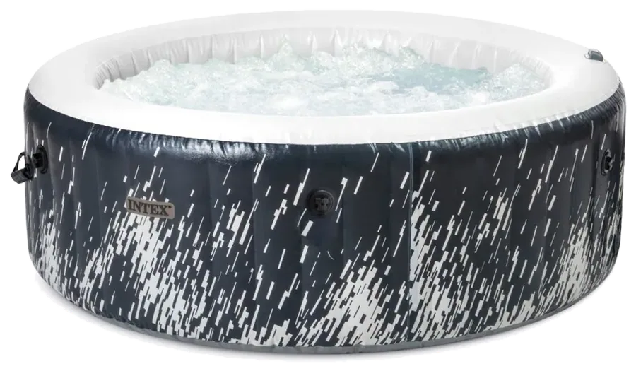 INTEX PureSpa Glow Deluxe fekete, kerek, LED-világítású felfújható jakuzzi