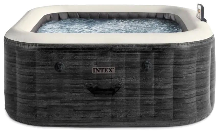 INTEX PureSpa Greystone Deluxe szürke, négyzetes felfújható jakuzzi